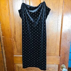 H&M Black Rhinestone Velvet Dress M Conscious Choice Sparkly NWT